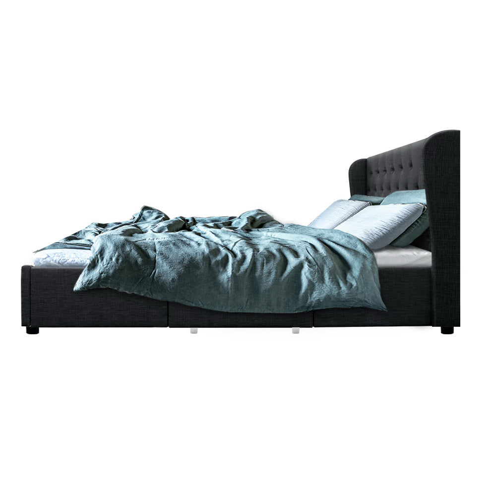 Korra Bed Frame King Size with 4 Drawers Charcoal MILA