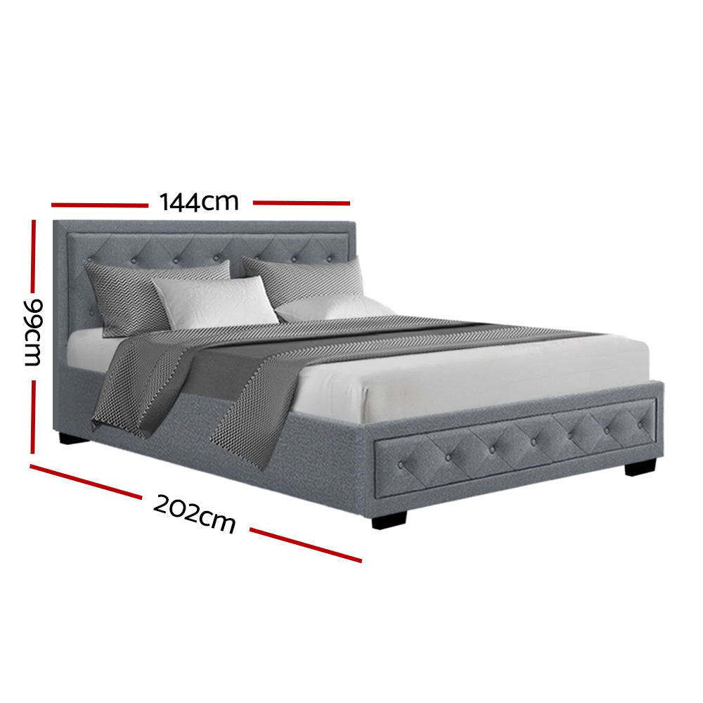 Korra Bed Frame Double Size Gas Lift Grey TIYO