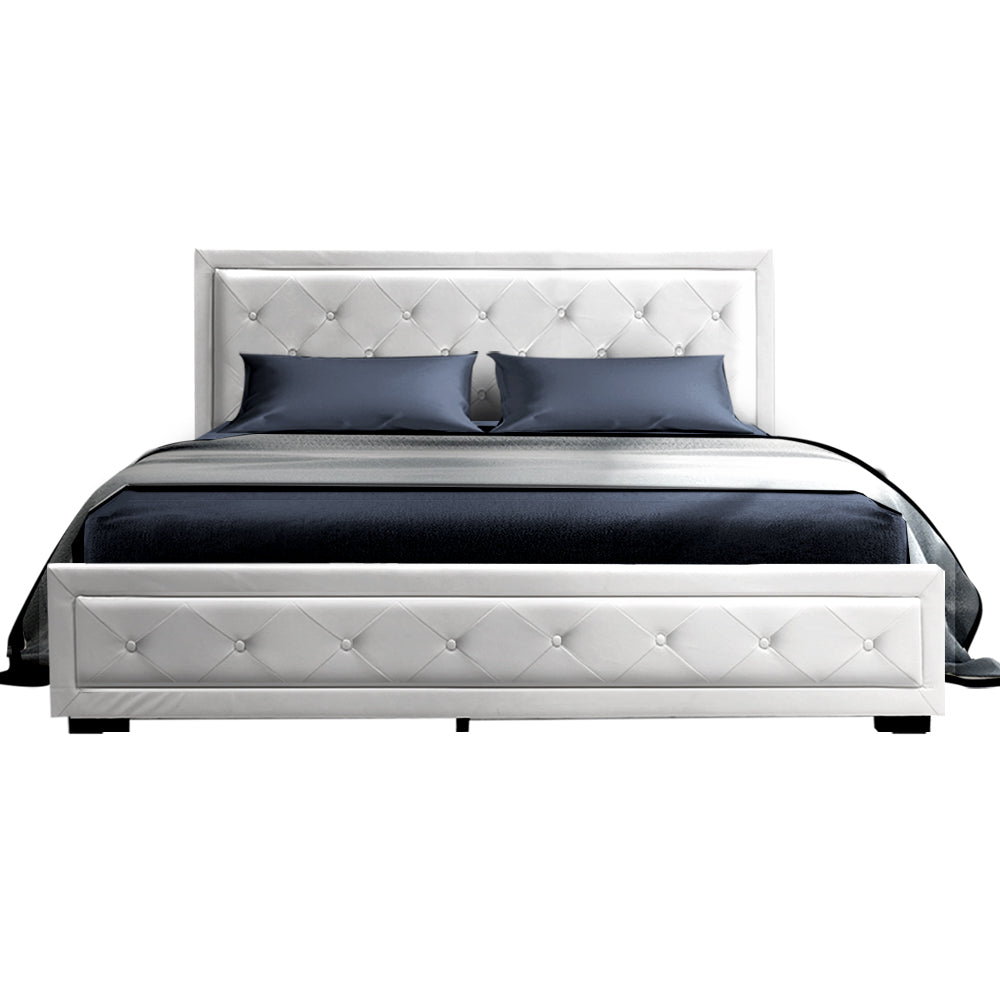 Korra Bed Frame Double Size Gas Lift White TIYO