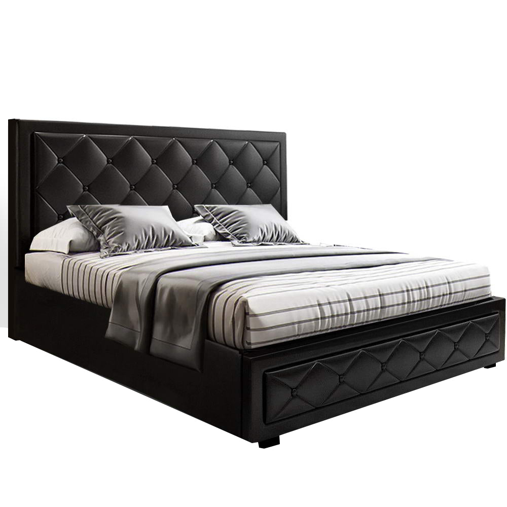 Korra Bed Frame Double Size Gas Lift Black TIYO