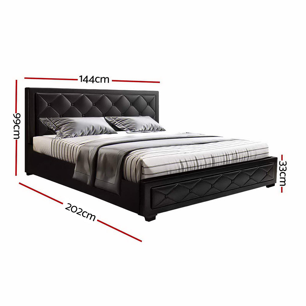 Korra Bed Frame Double Size Gas Lift Black TIYO