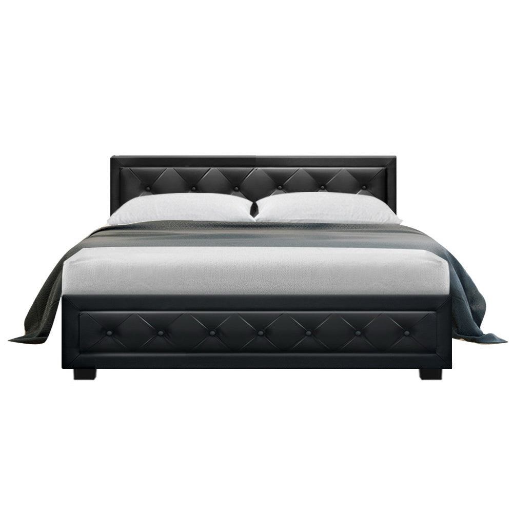 Korra Bed Frame Double Size Gas Lift Black TIYO