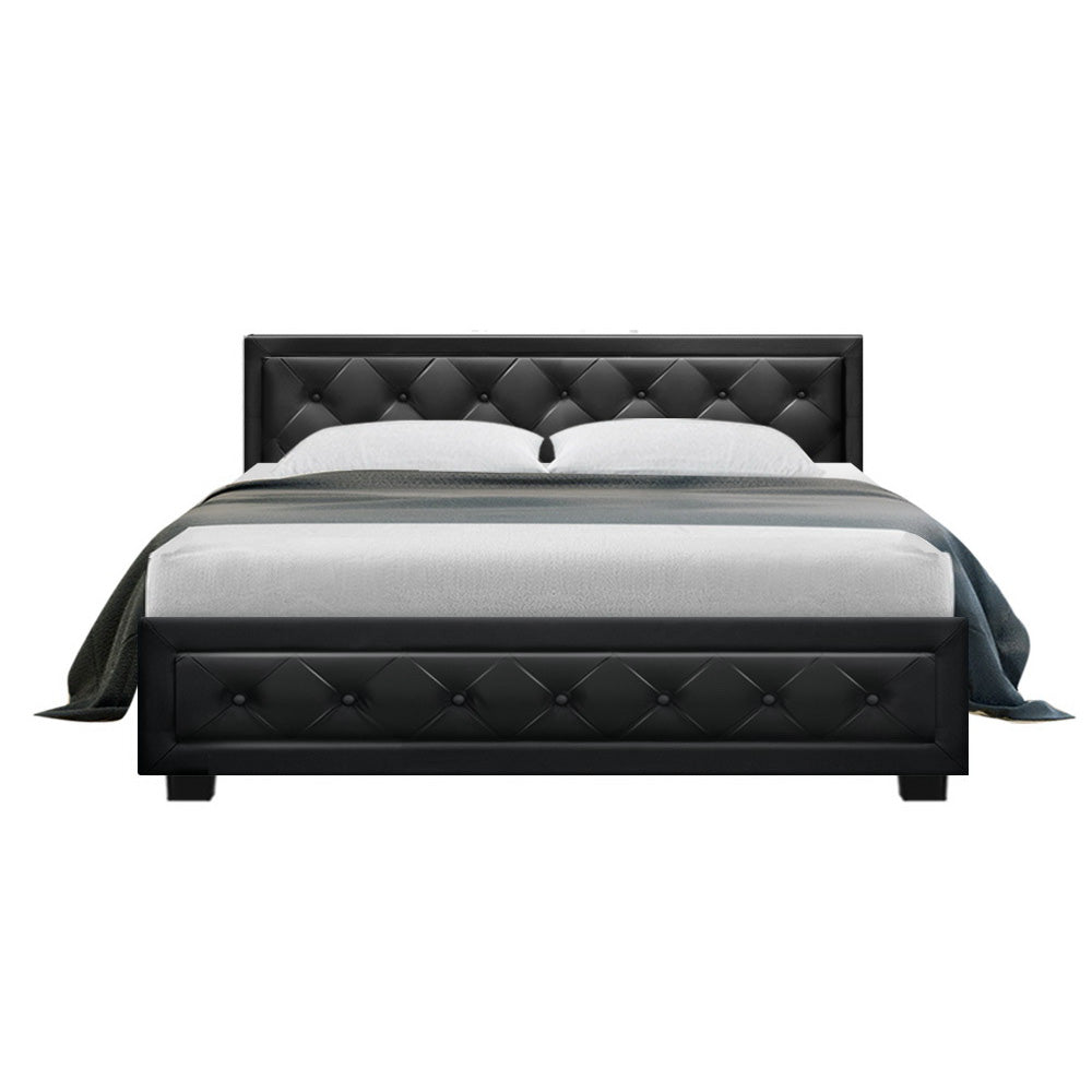Korra Bed Frame Queen Size Gas Lift Black TIYO