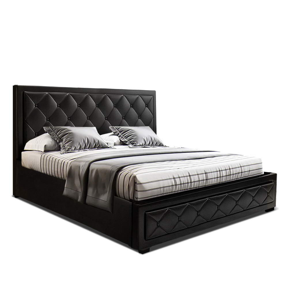 Korra Bed Frame King Size Gas Lift Black TIYO