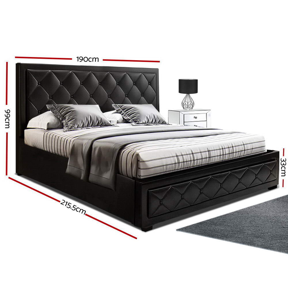Korra Bed Frame King Size Gas Lift Black TIYO