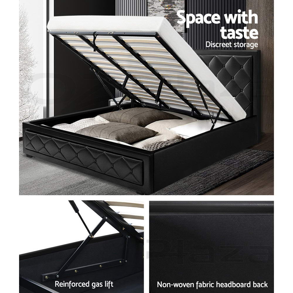 Korra Bed Frame King Size Gas Lift Black TIYO