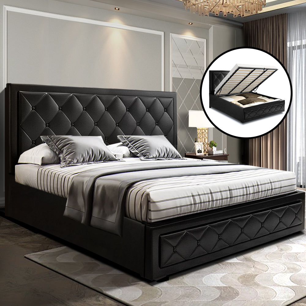 Korra Bed Frame King Size Gas Lift Black TIYO