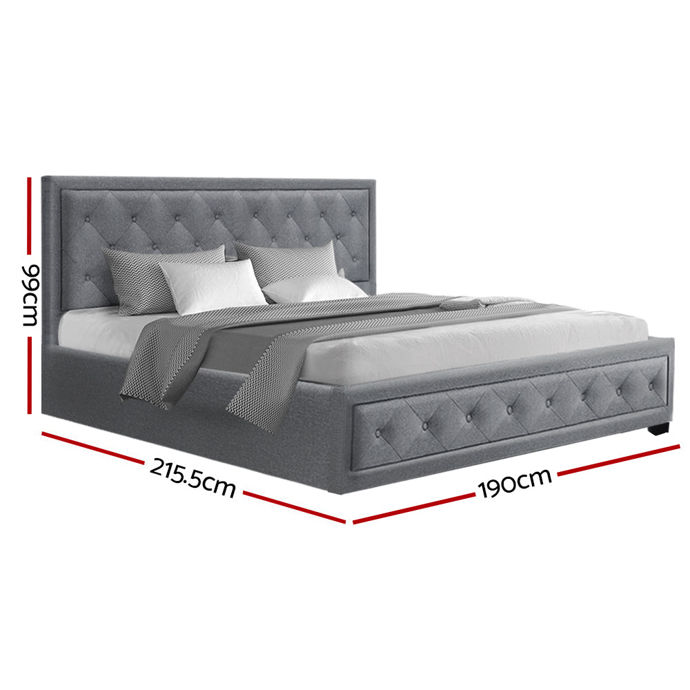 Korra Bed Frame King Size Gas Lift Grey TIYO
