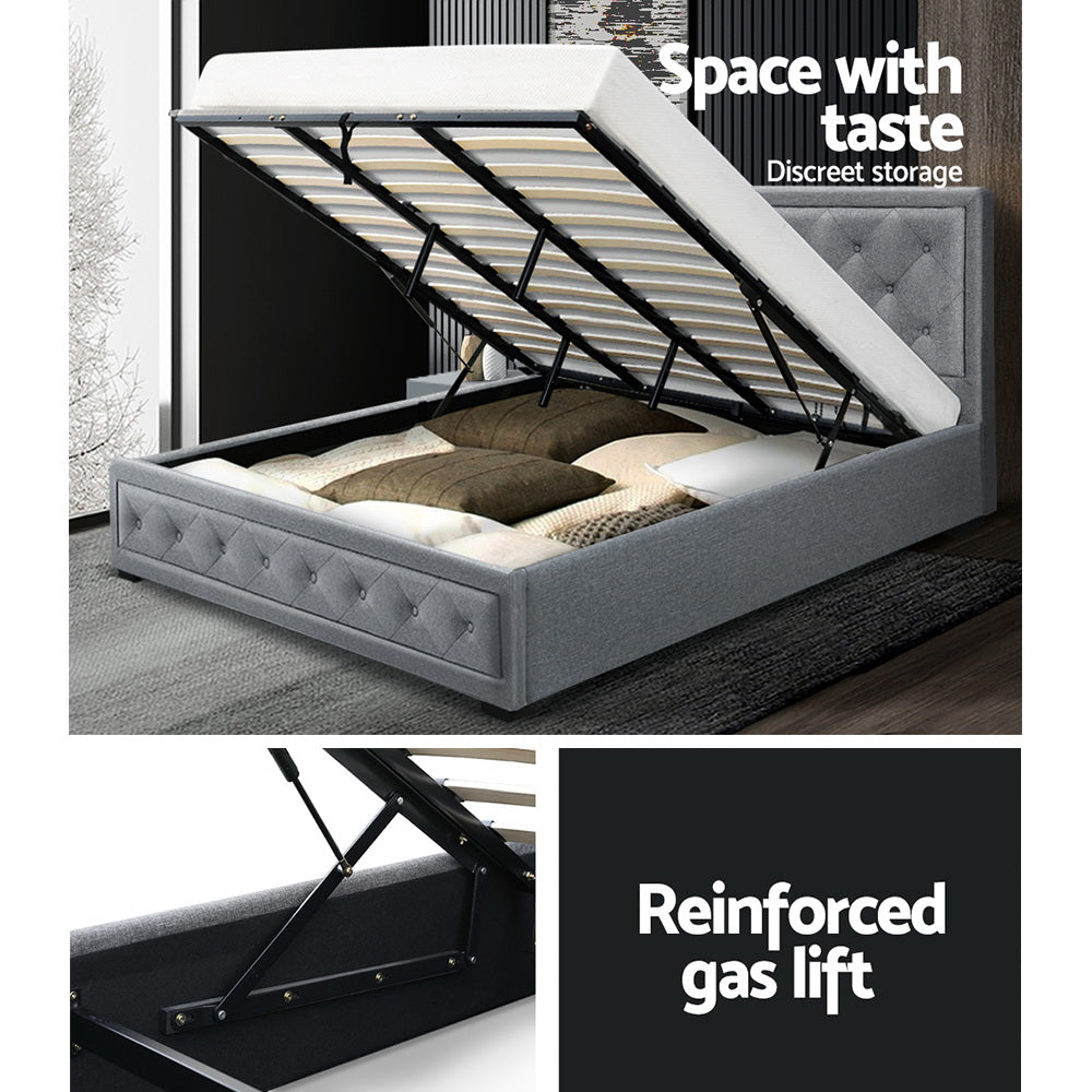 Korra Bed Frame King Size Gas Lift Grey TIYO