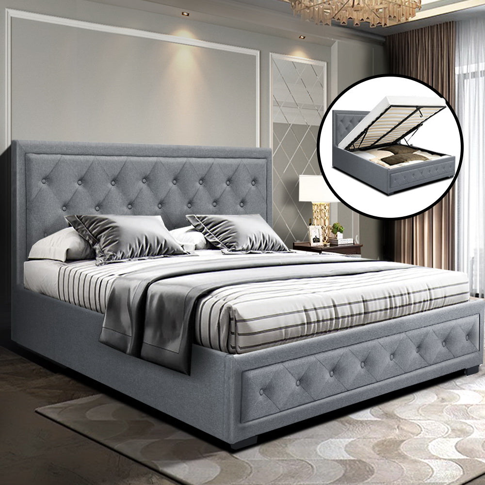 Korra Bed Frame King Size Gas Lift Grey TIYO