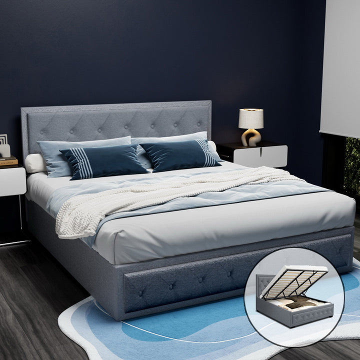 Korra Bed Frame King Size Gas Lift Grey TIYO