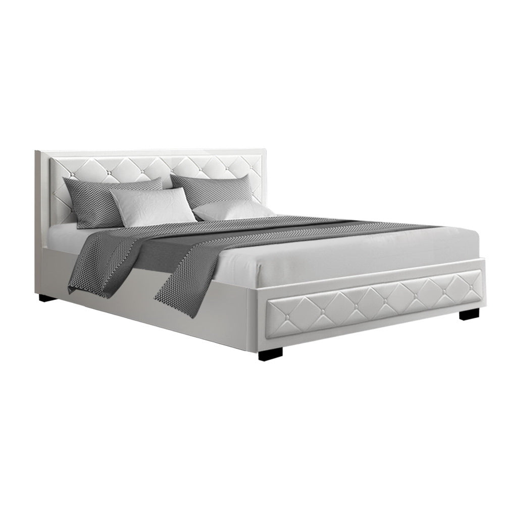 Korra Bed Frame King Size Gas Lift White TIYO