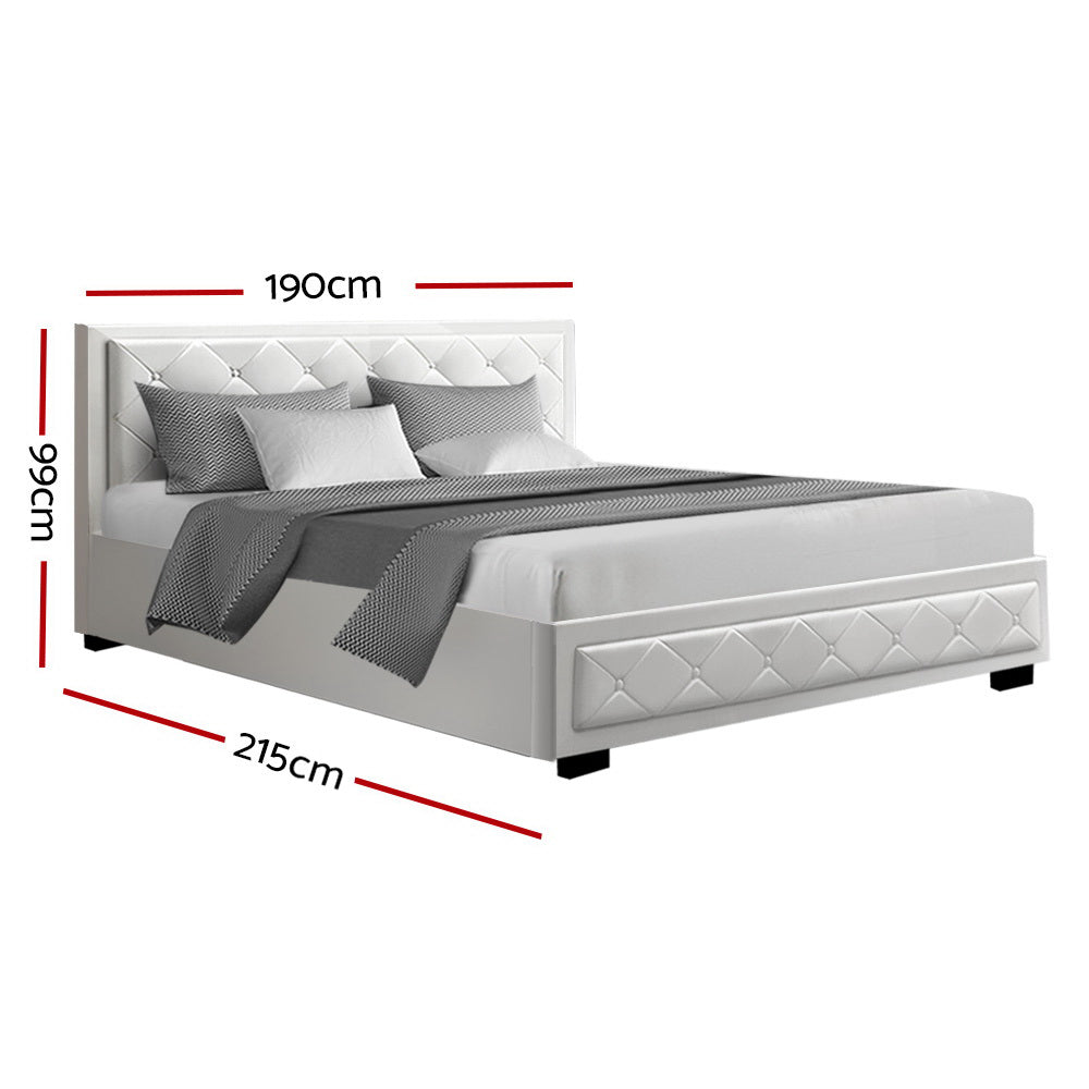 Korra Bed Frame King Size Gas Lift White TIYO