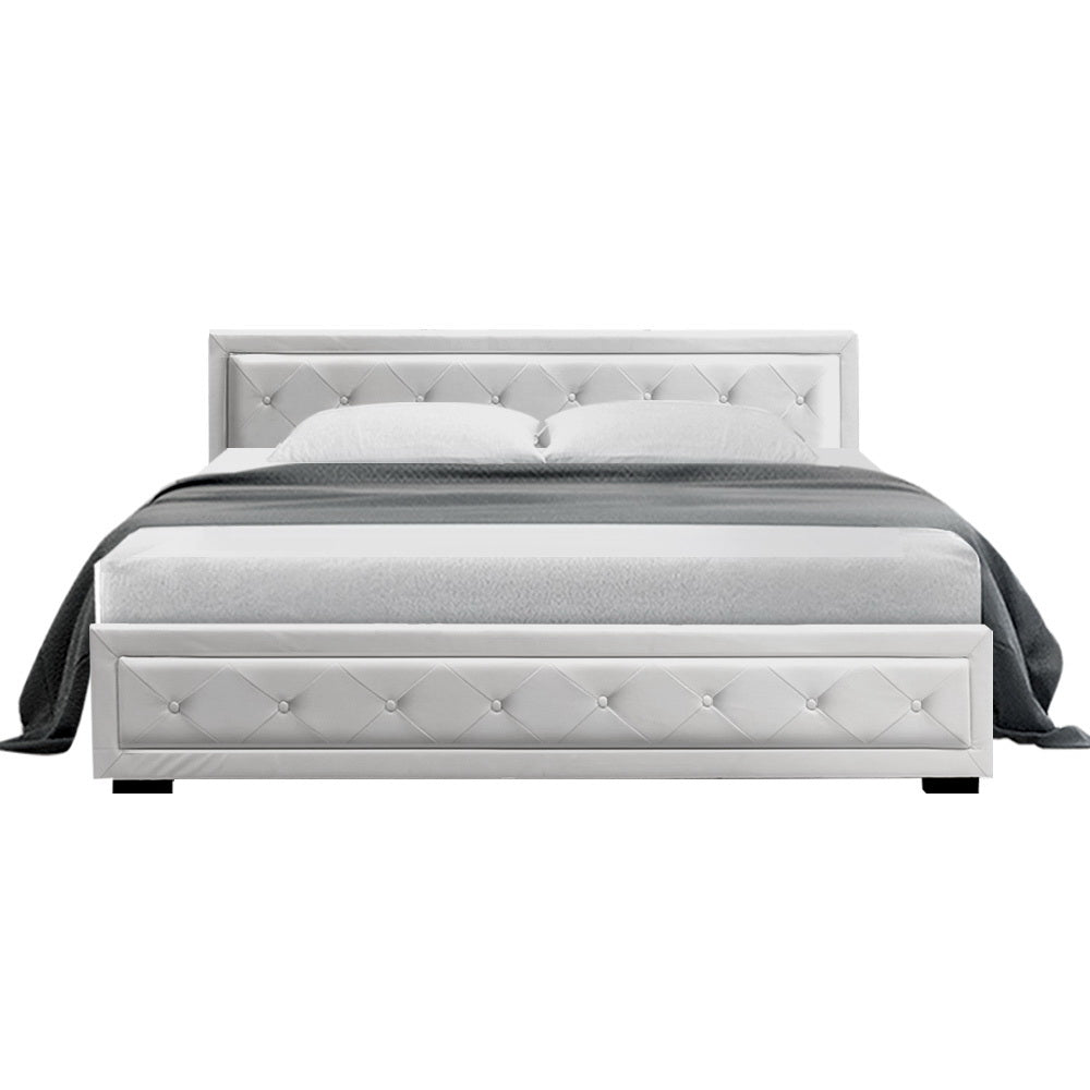 Korra Bed Frame King Size Gas Lift White TIYO