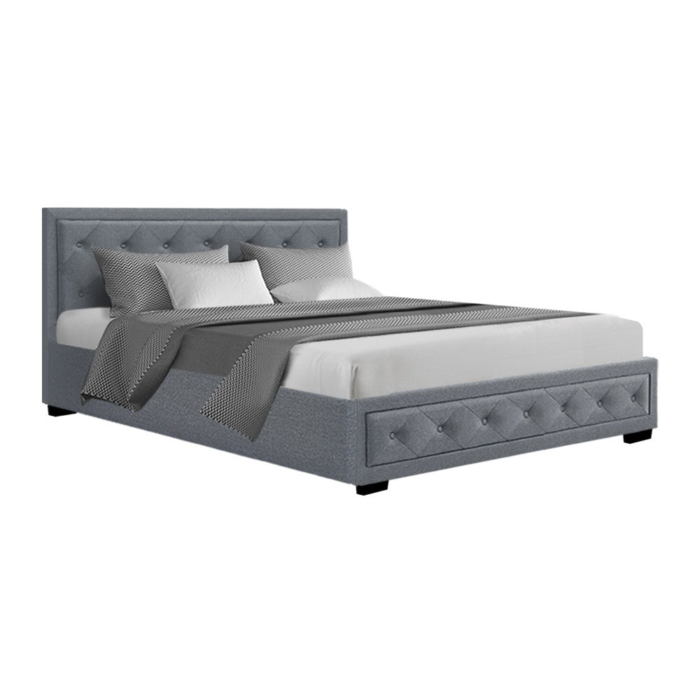 Korra Bed Frame Queen Size Gas Lift Grey TIYO