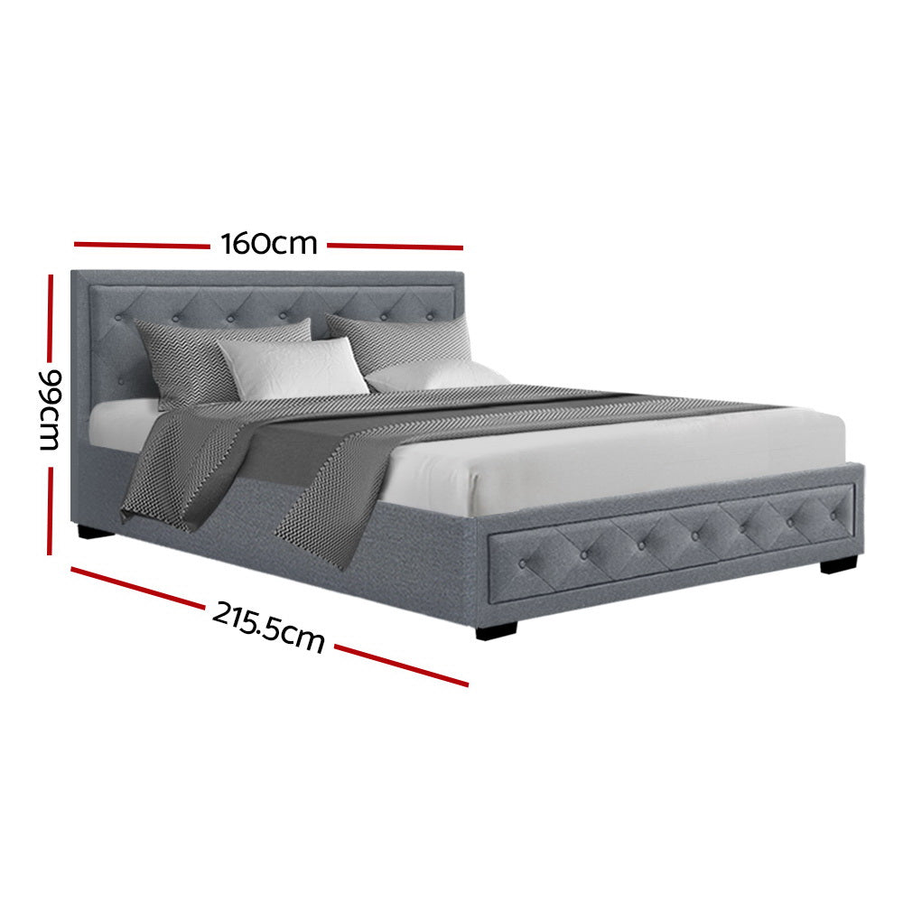 Korra Bed Frame Queen Size Gas Lift Grey TIYO