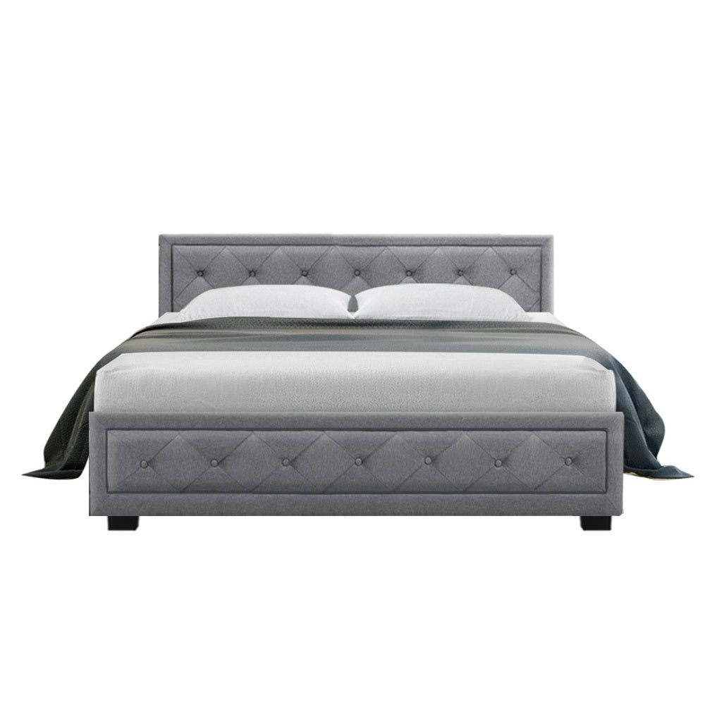 Korra Bed Frame Queen Size Gas Lift Grey TIYO