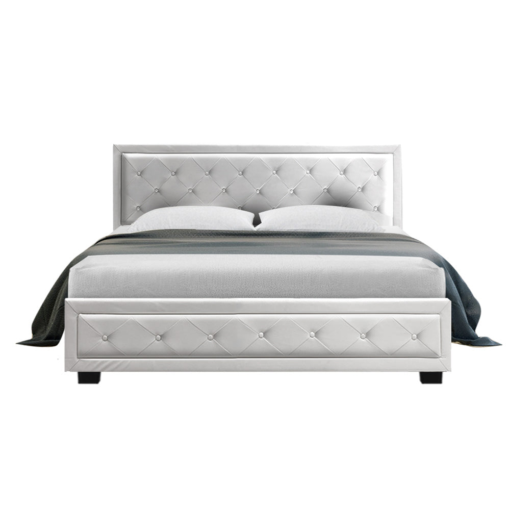 Korra Bed Frame Queen Size Gas Lift White TIYO
