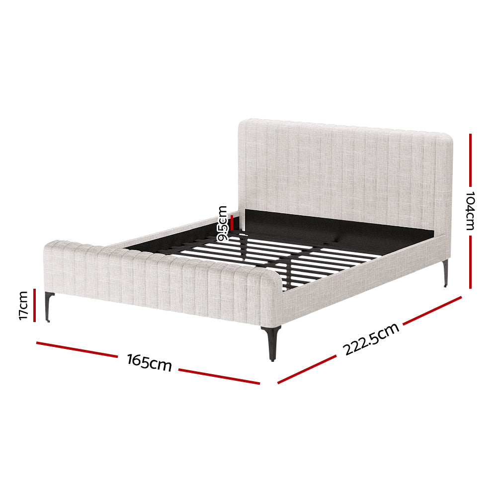 Korra Bed Frame Queen Size Beige AMMY