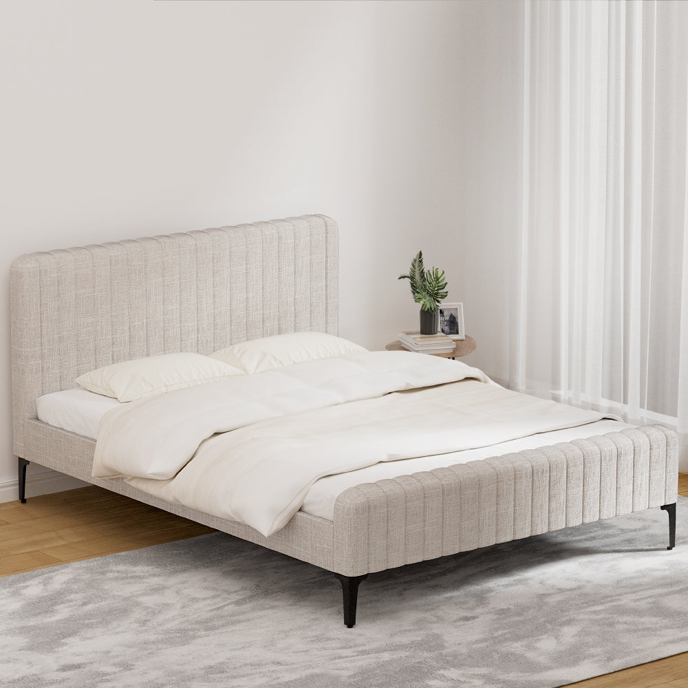 Korra Bed Frame Queen Size Beige AMMY