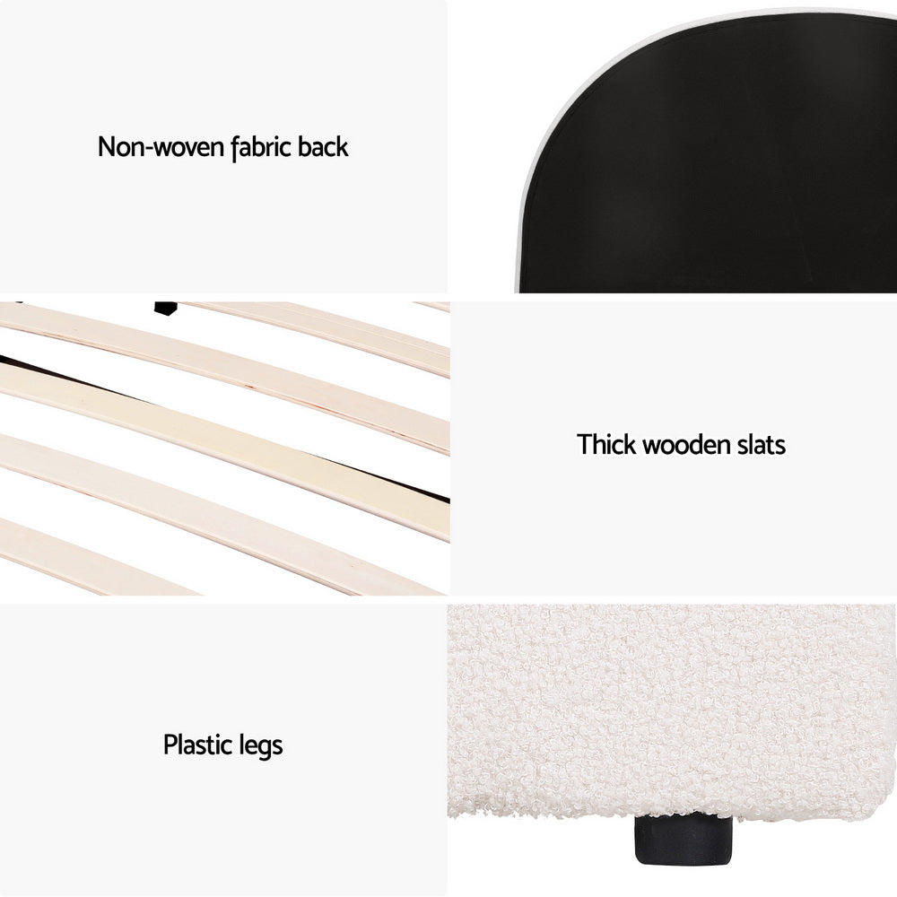 Korra Bed Frame Gas Lift Strorage Beds Base Platform Boucle Fabric King Single ELLA