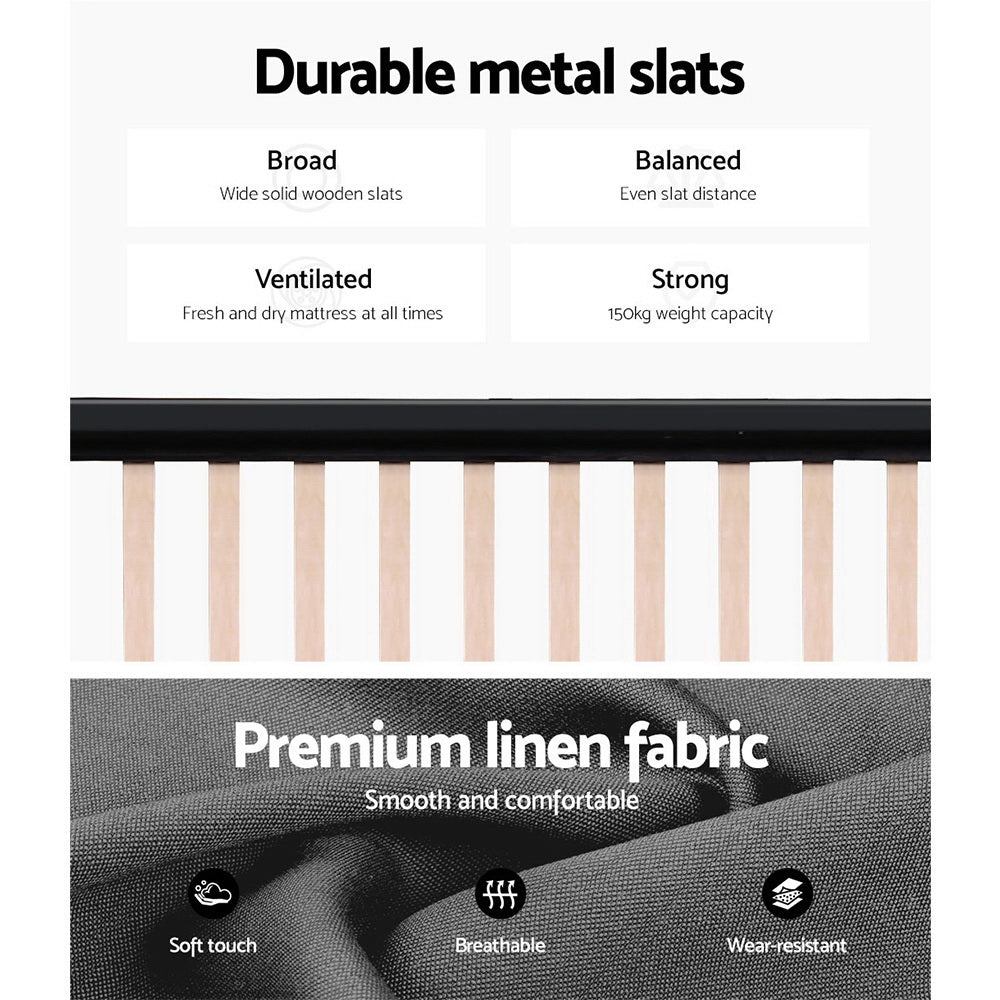 Korra Bed Frame King Single Size Gas Lift Storage Mattress Base Wooden Grey