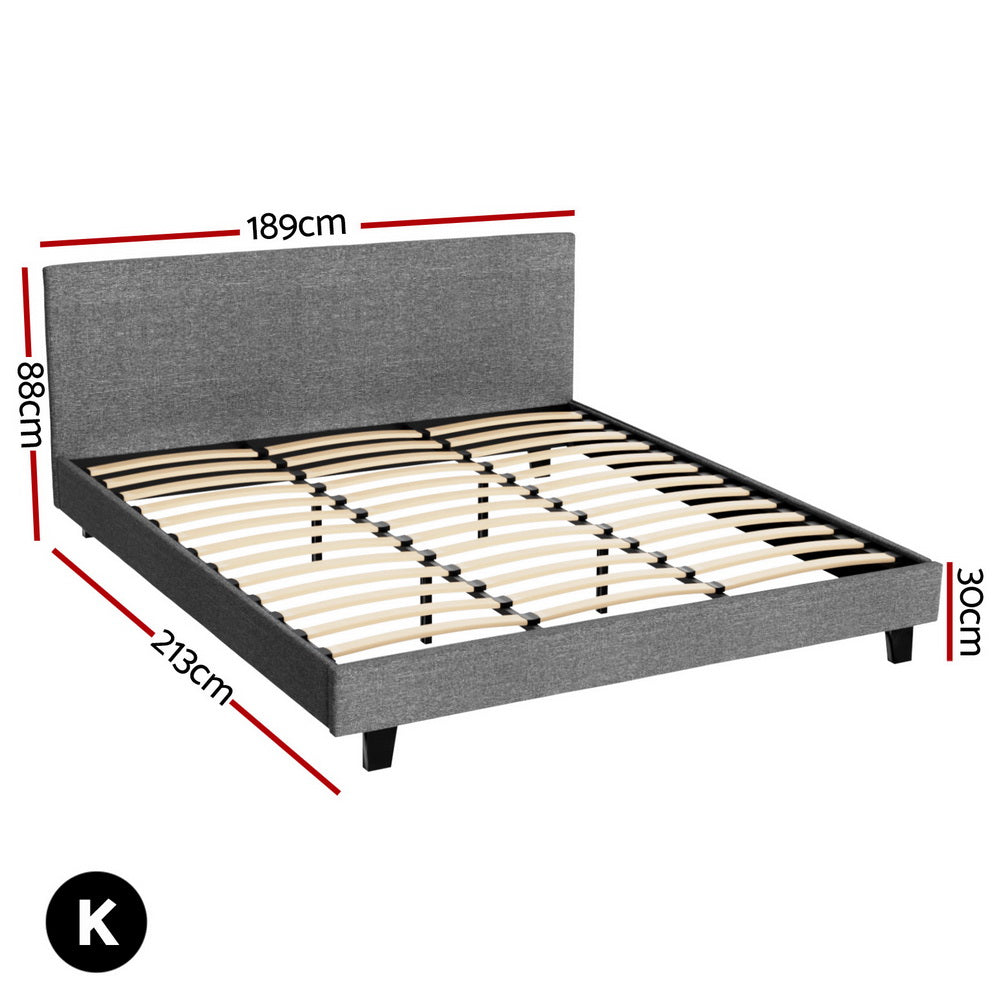 Korra Bed Frame King Size Grey NEO