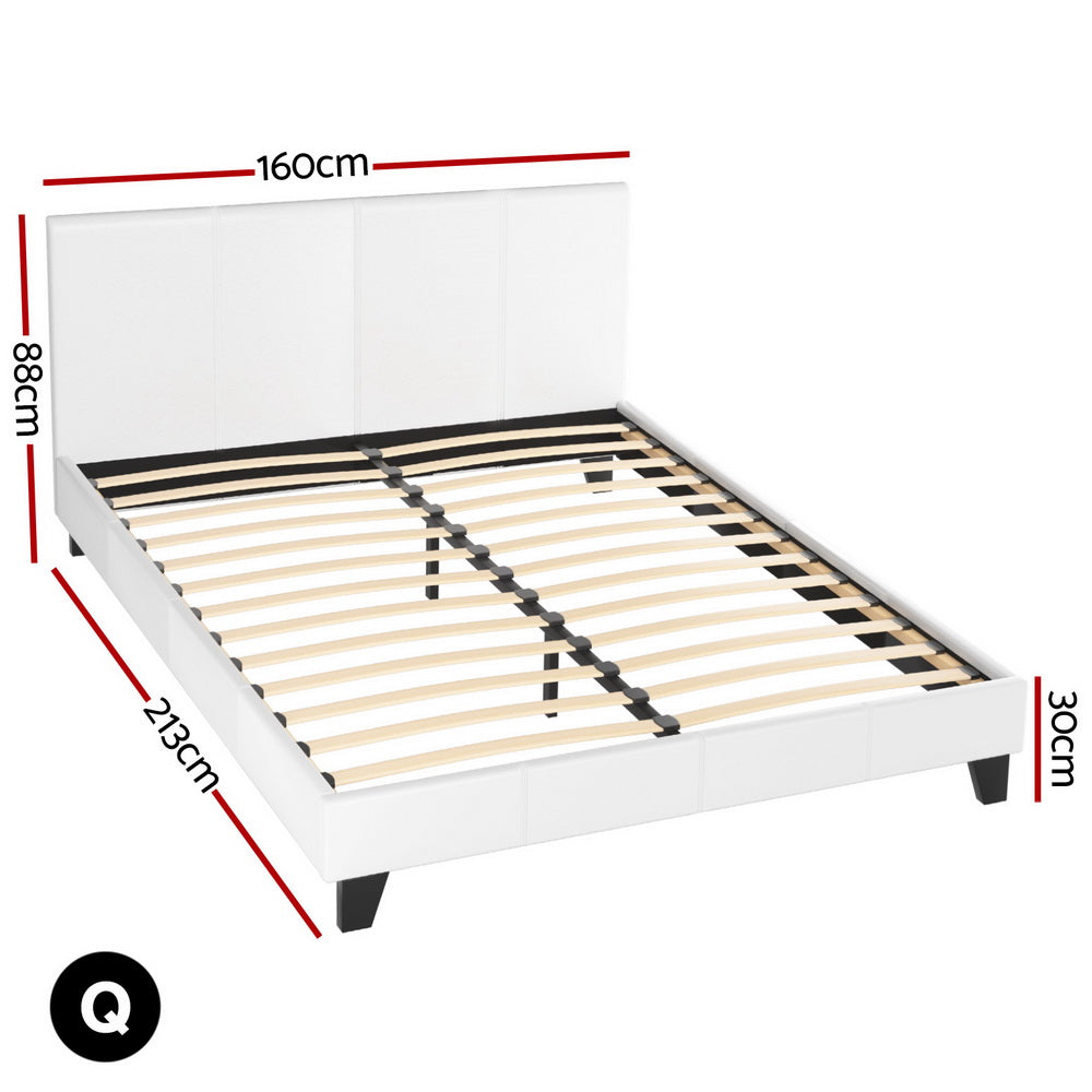 Korra Bed Frame Queen Size White NEO