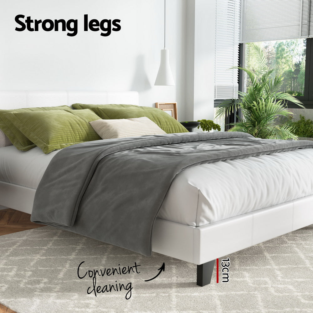 Korra Bed Frame Queen Size White NEO