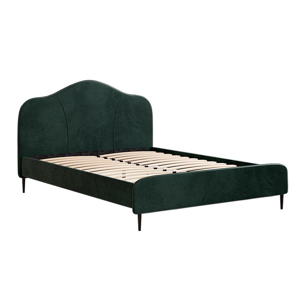 Willow Bed Frame Queen - Velvet Dark Green