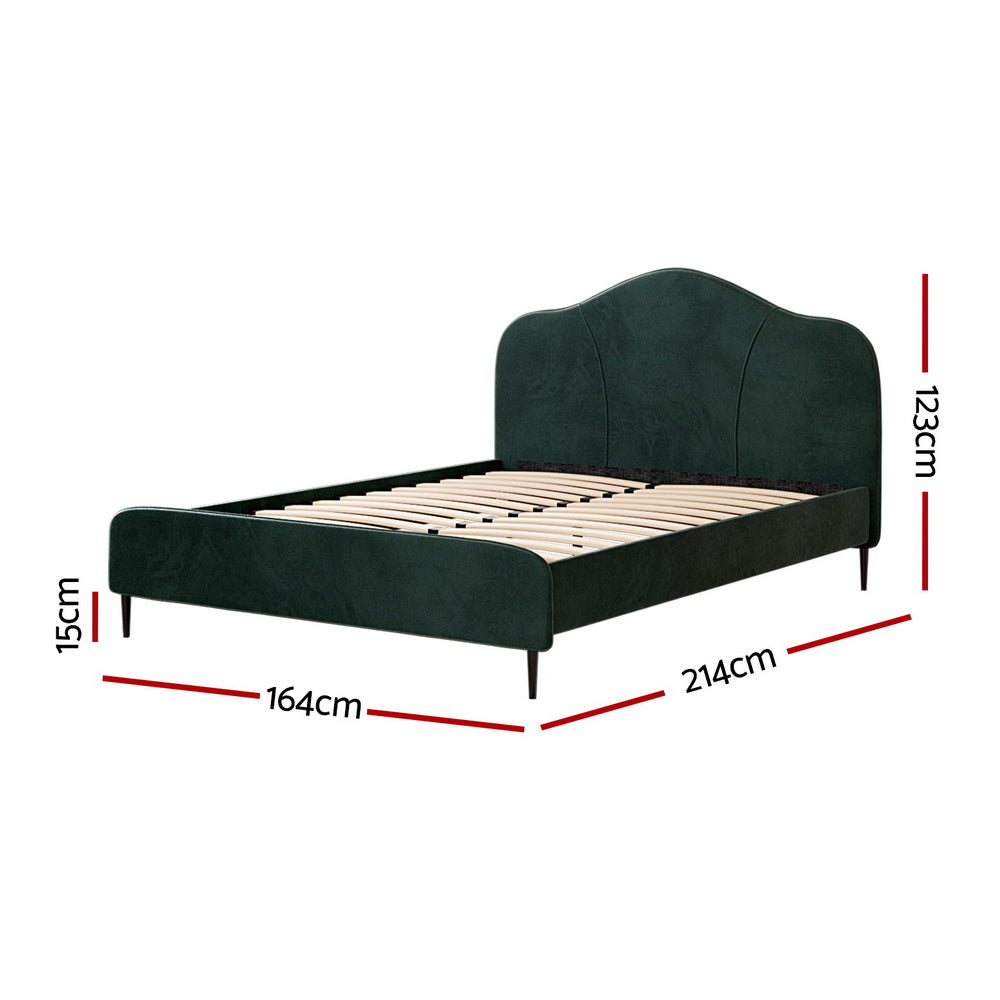 Willow Bed Frame Queen - Velvet Dark Green