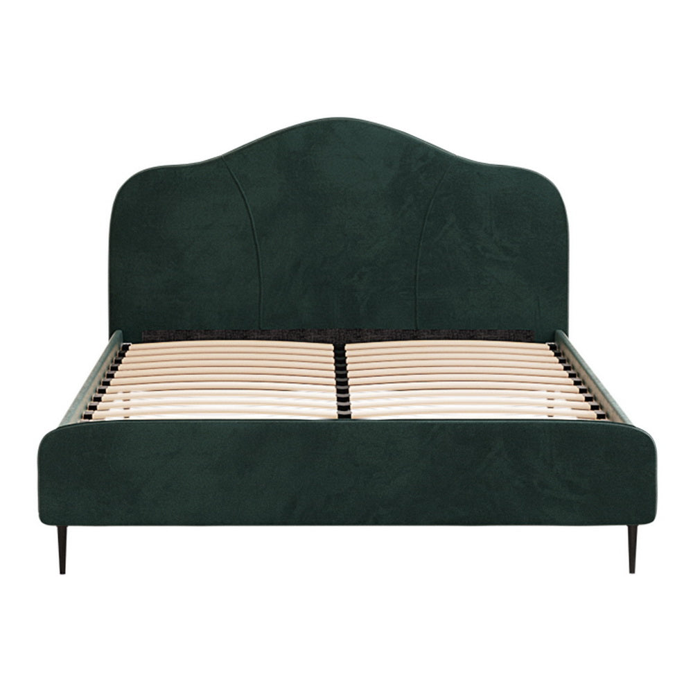 Willow Bed Frame Queen - Velvet Dark Green