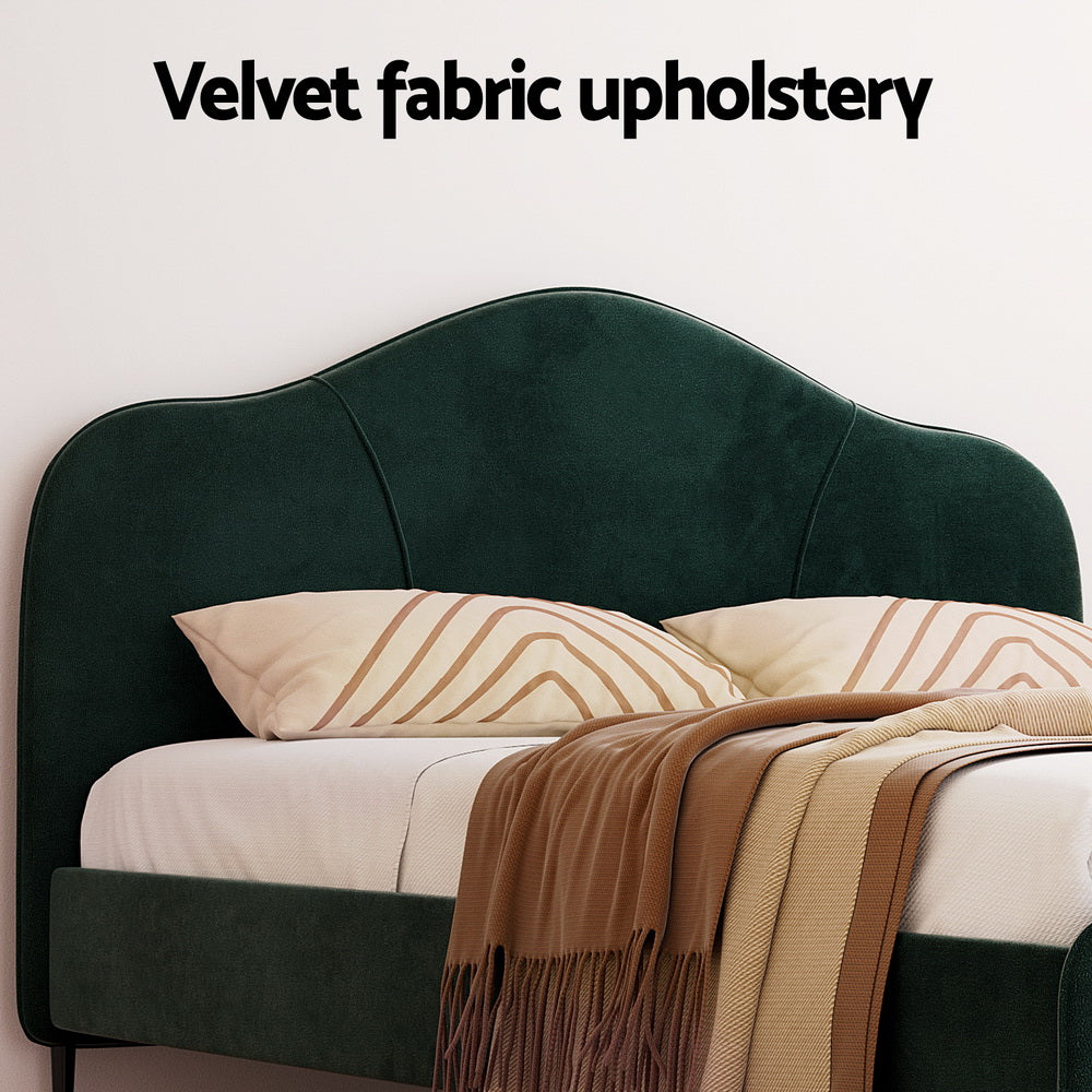 Willow Bed Frame Queen - Velvet Dark Green