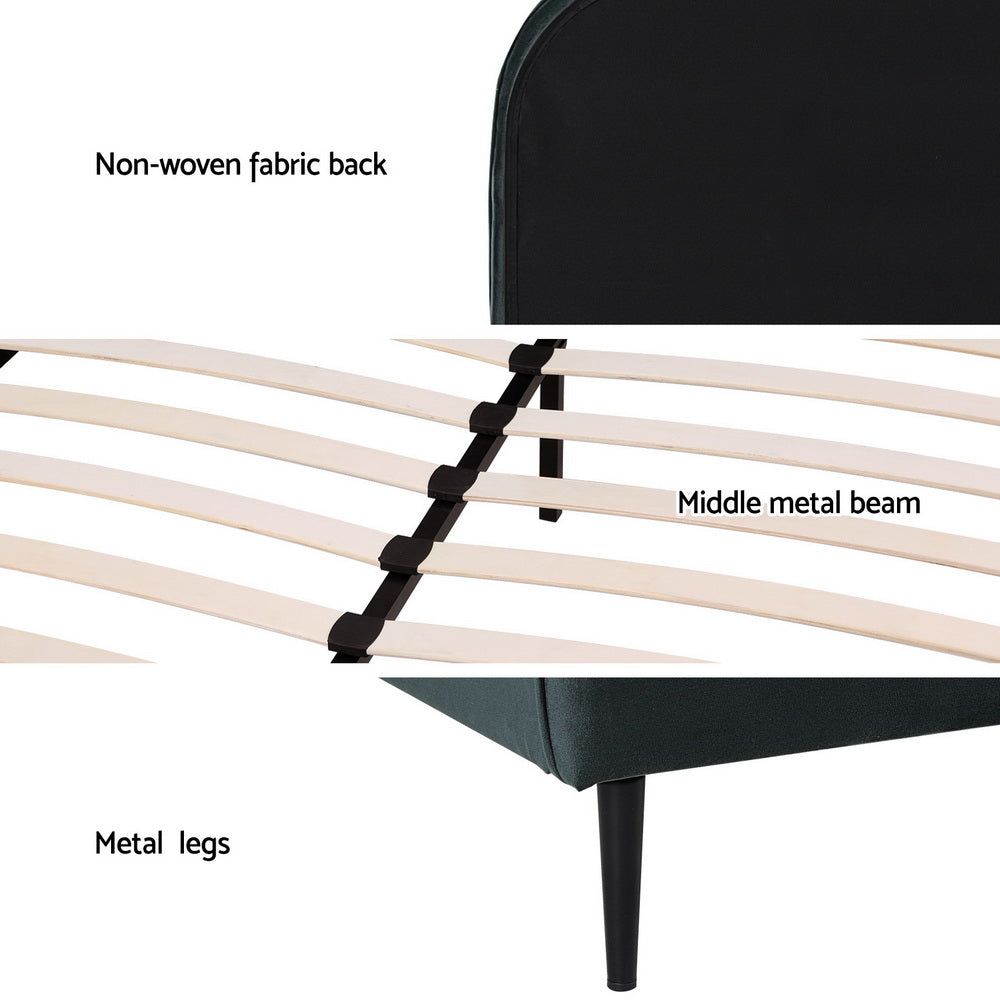 Willow Bed Frame Queen - Velvet Dark Green