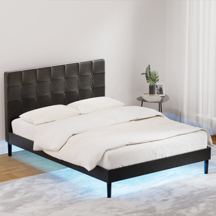 Korra Bed Frame Double Size LED Black RAVI