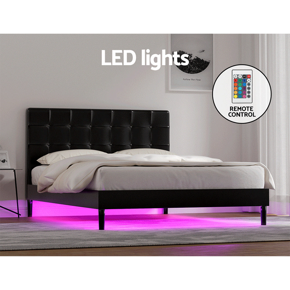Korra Bed Frame Double Size LED Black RAVI