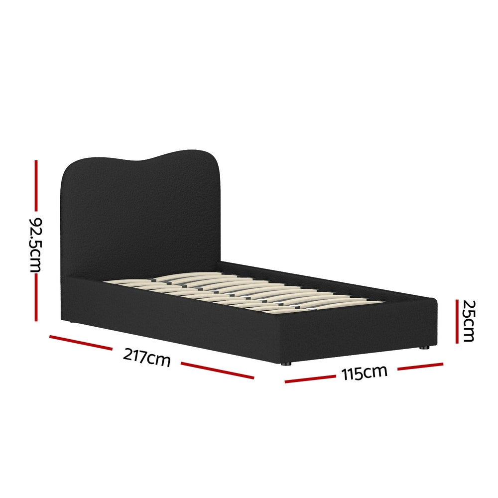 Korra Bed Frame King Single Size Boucle DARA