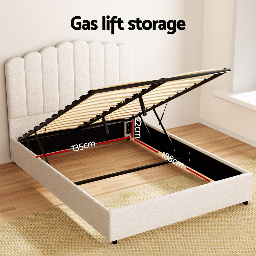 Korra Bed Frame Double Size Boucle FION