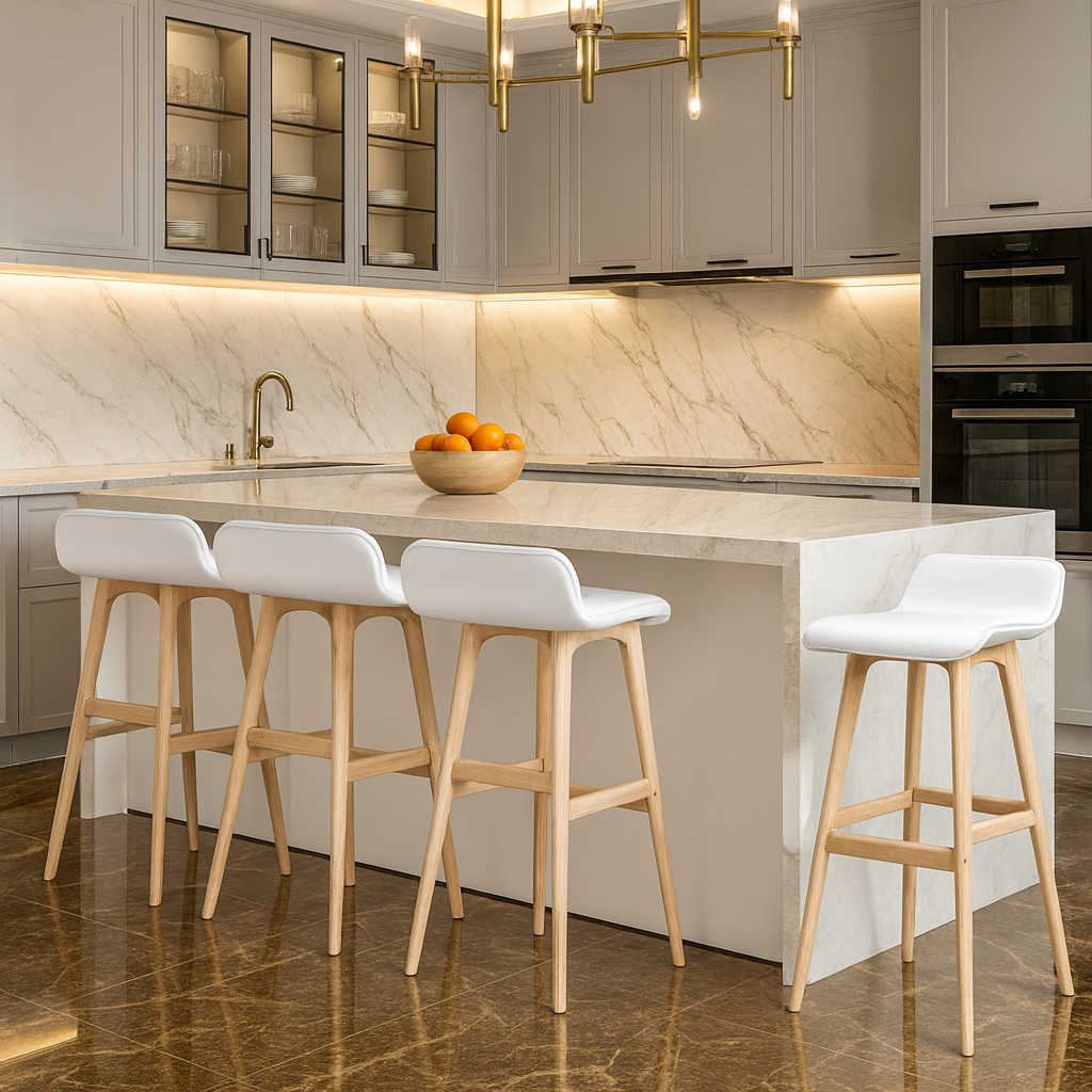 Korra 4x Bar Stools Wooden - White