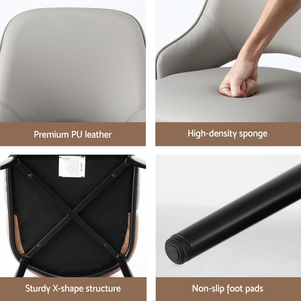 Artiss 2x Dining Chairs Hollow PU Leather Kitchen Lounge Cafe Accent Chair Grey