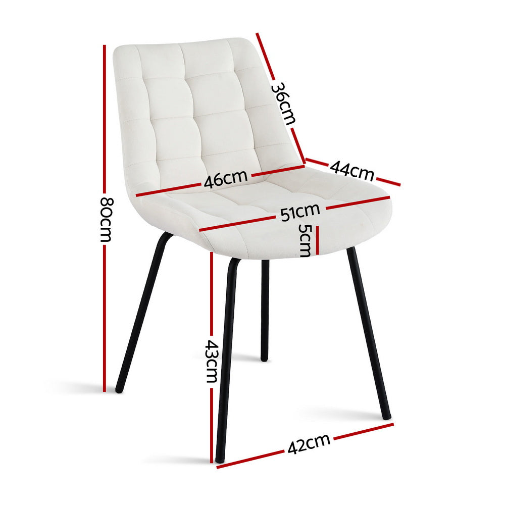 Artiss 4x Dining Chairs Velvet Tufted Kitchen Lounge Cafe Accent Chair Beige