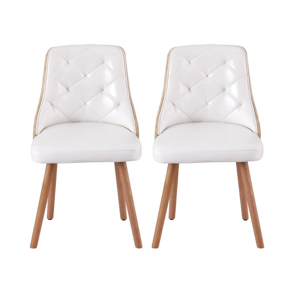 1 Set of 4 Dining Chairs White PU