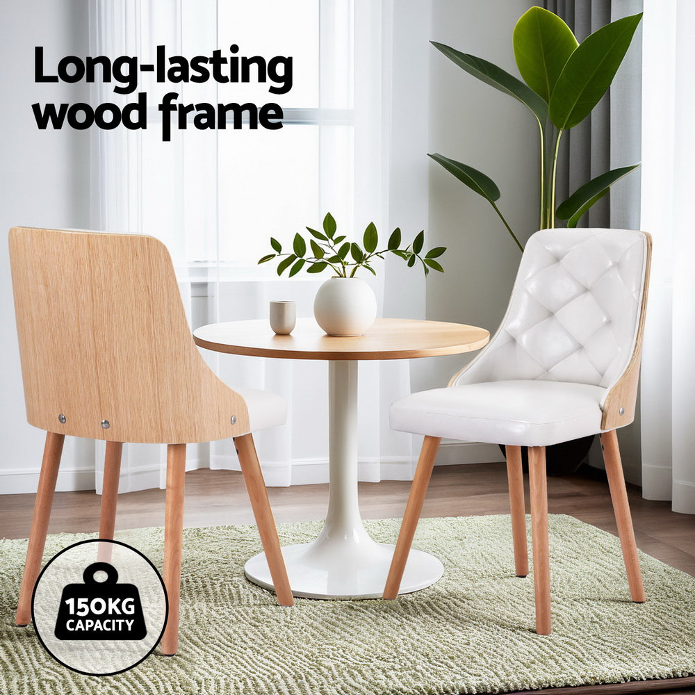 1 Set of 4 Dining Chairs White PU
