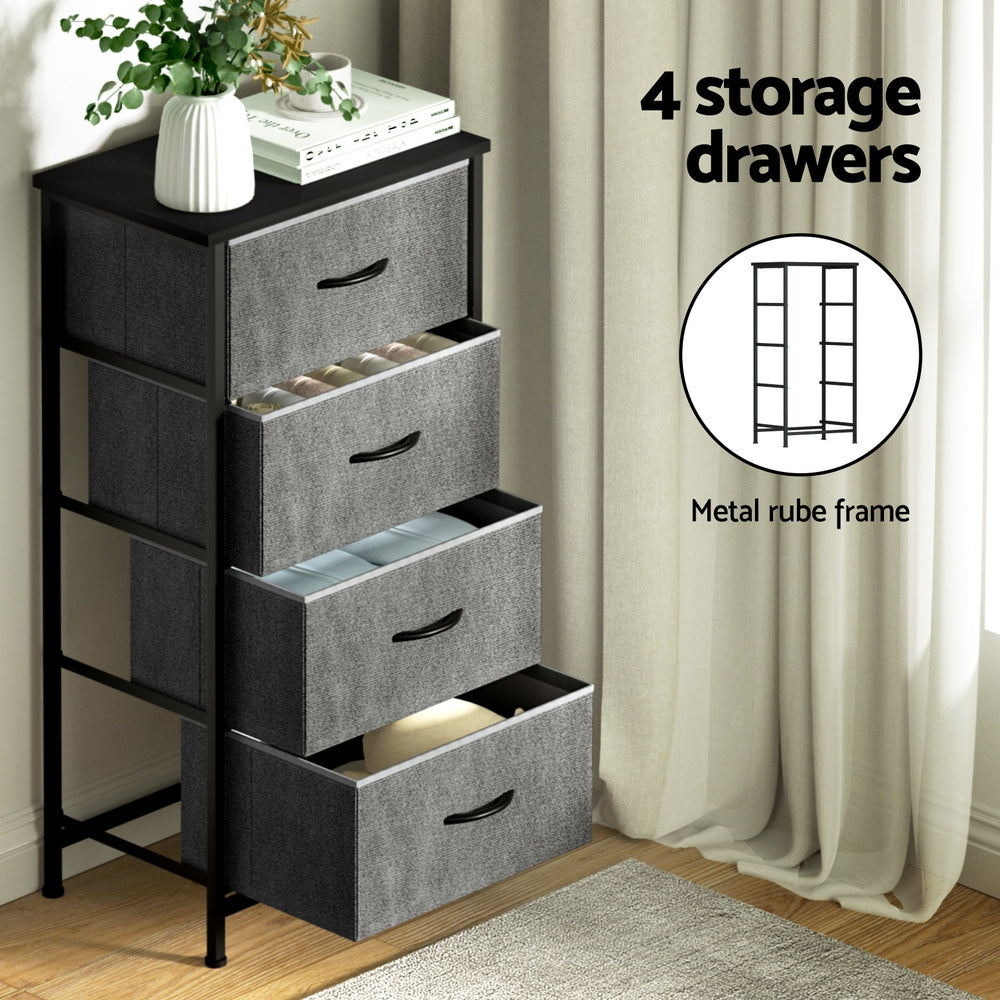 Korra Chest of 4 Drawers Storage Dresser Tallboy Grey