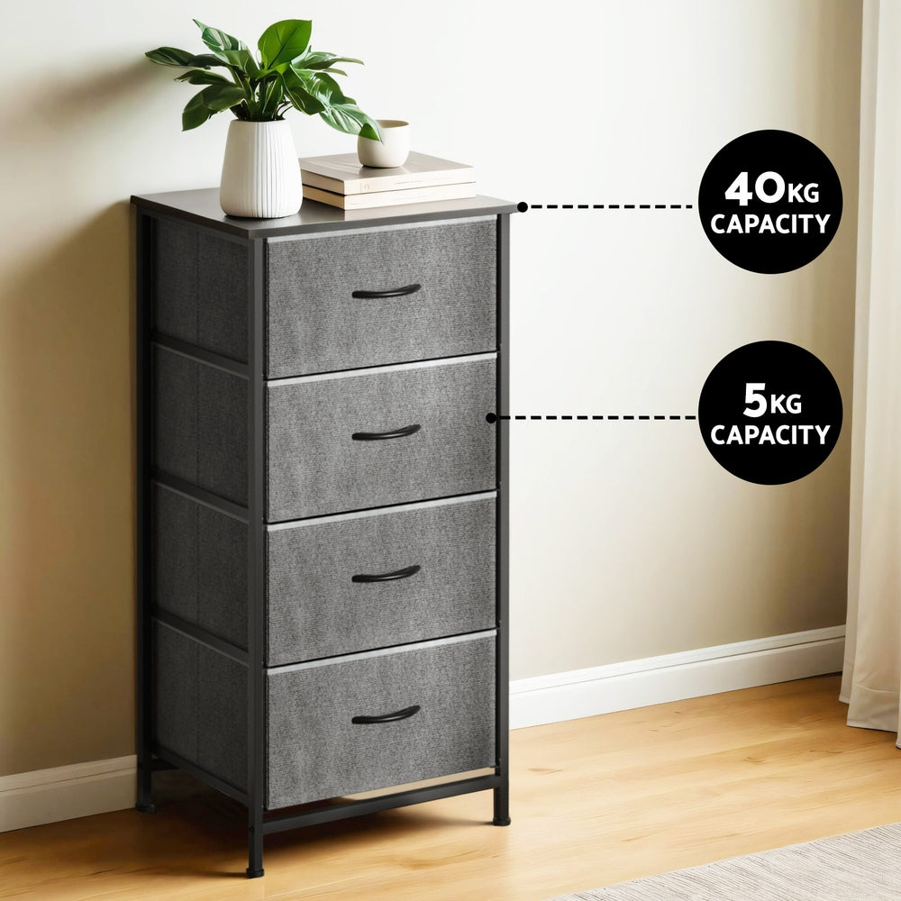 Korra Chest of 4 Drawers Storage Dresser Tallboy Grey