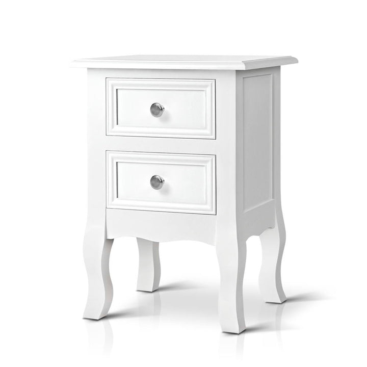 Korra Bedside Table 2 Drawers - BISSET White