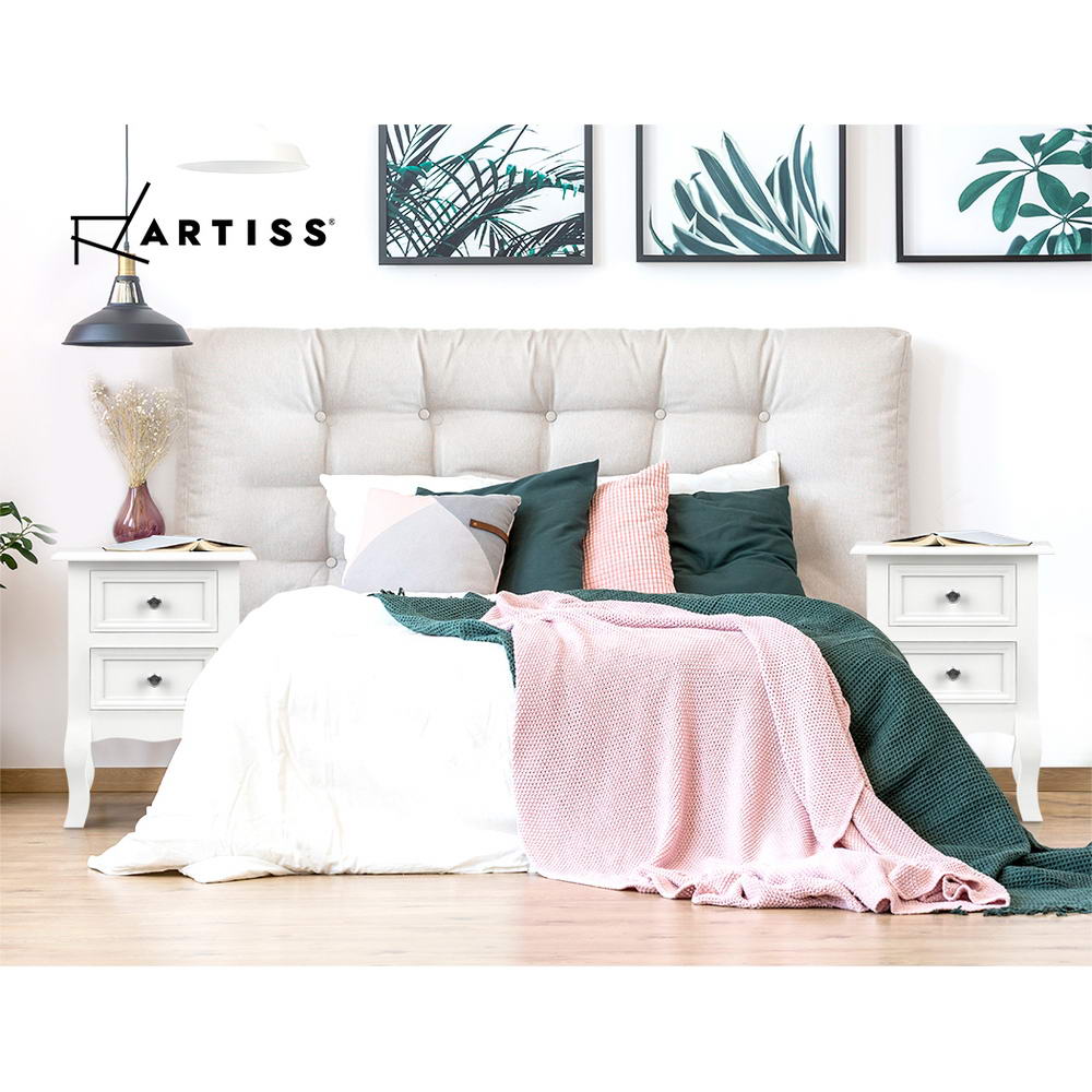 Korra Bedside Table 2 Drawers - BISSET White