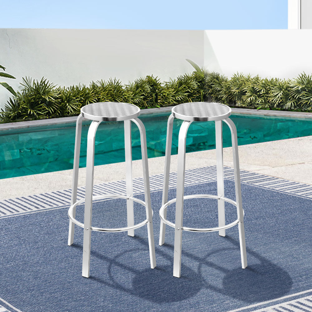 Horizon Bar Stools x 2 - Aluminium