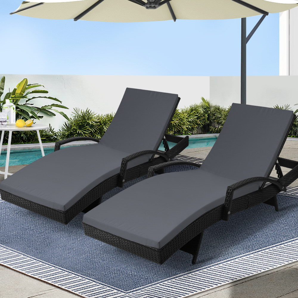 Korra Sun Lounge Wicker - Grey (set of 2)