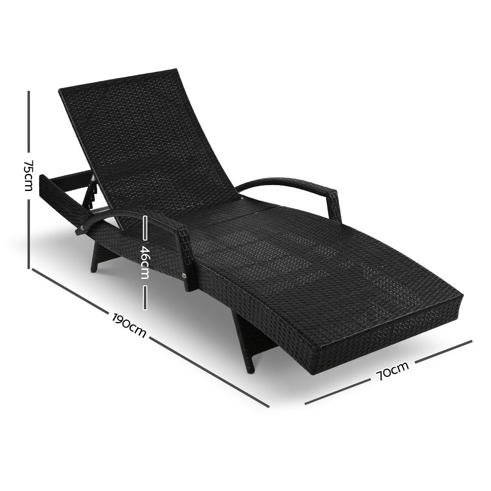 Korra Sun Lounge Wicker - Grey (set of 2)